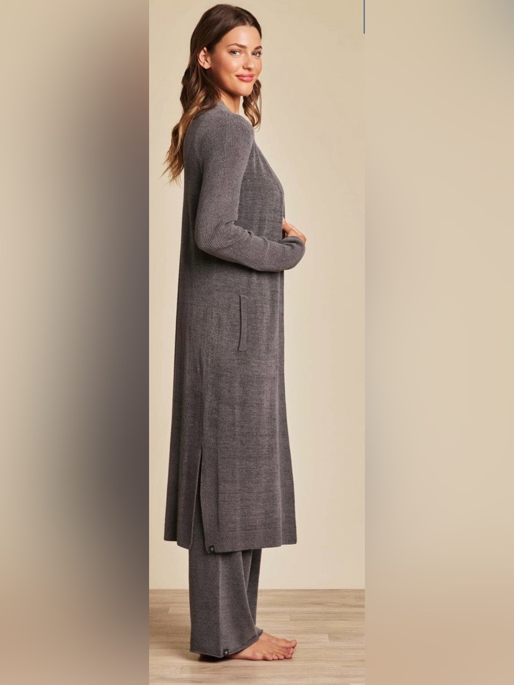 BAREFOOT DREAMS Cozy Chic Ultra Lite® Everything Cardigan SIZE S Coal NEW - Picture 3 of 11